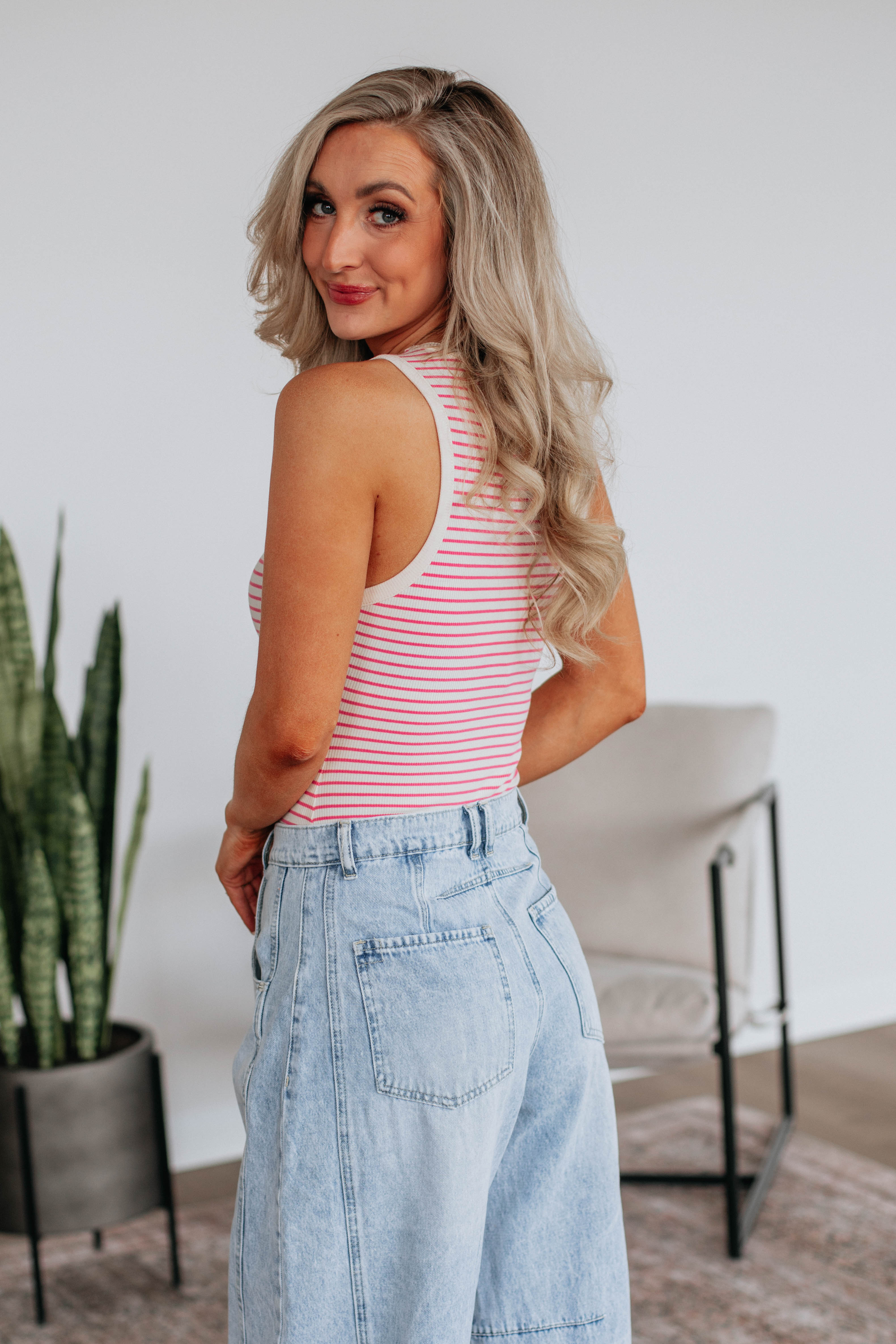 April Striped Bodysuit - Bubblegum Mix
