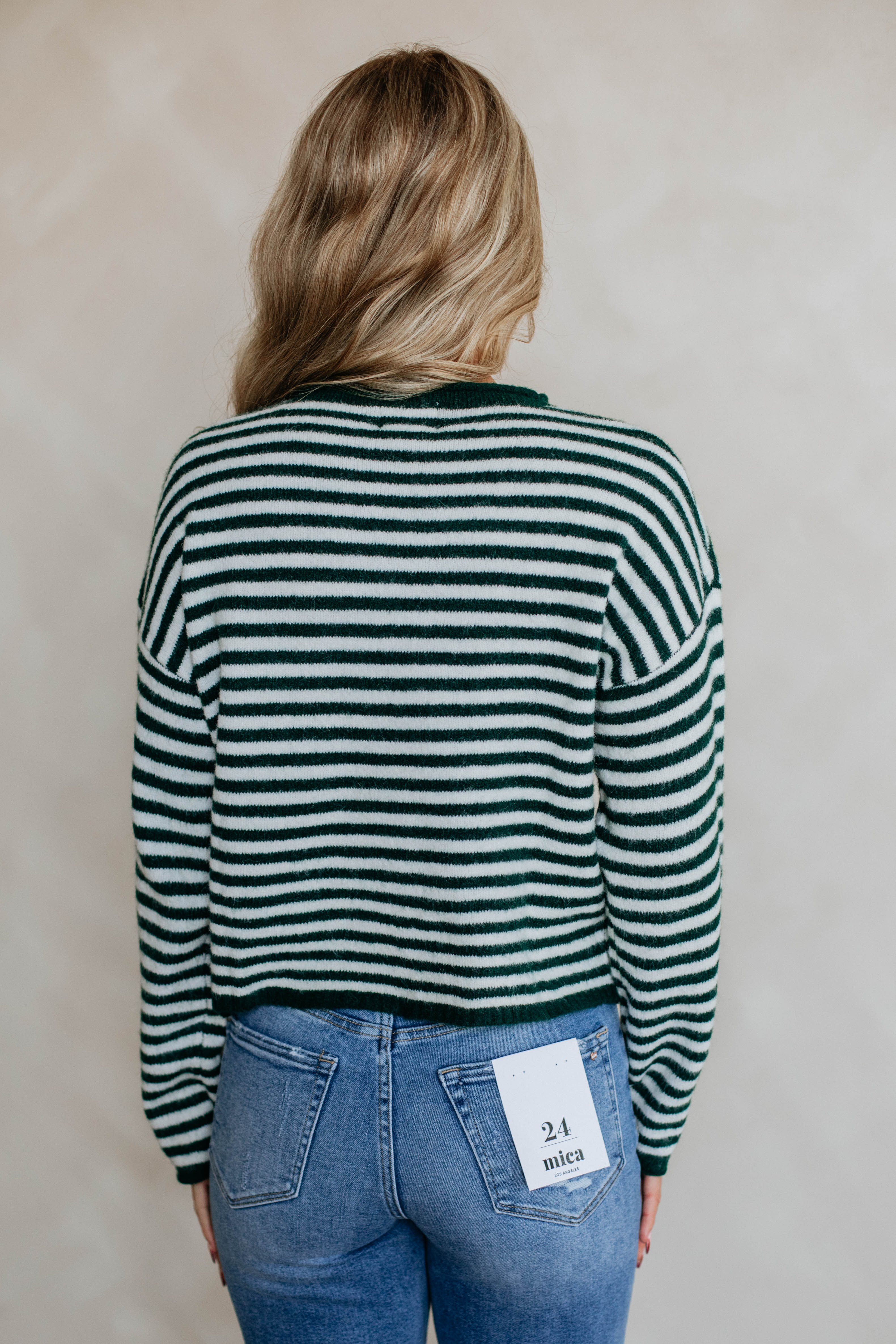 Brayden Striped Sweater - Forest Green