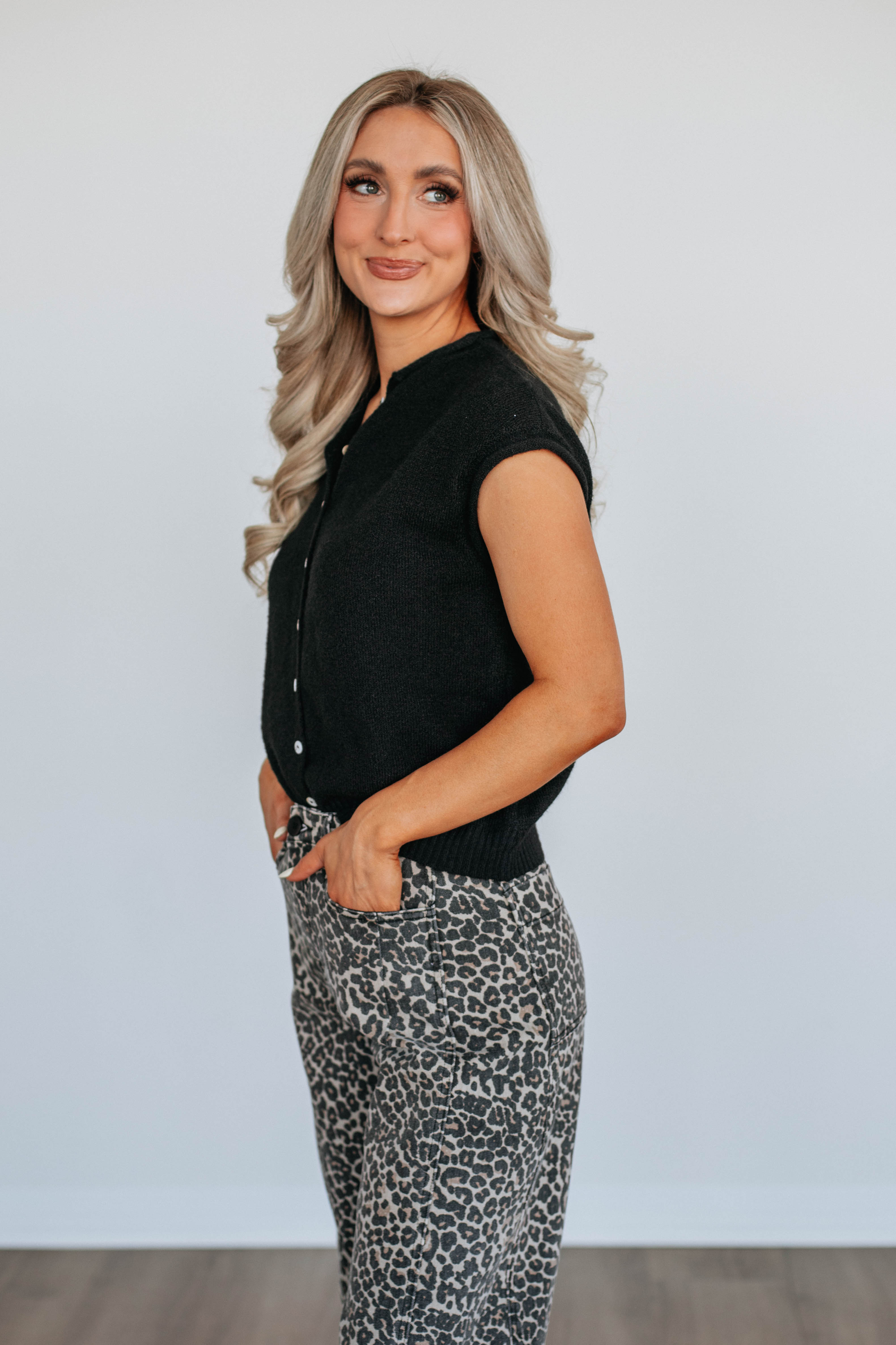 Camry Cardigan Top - Black