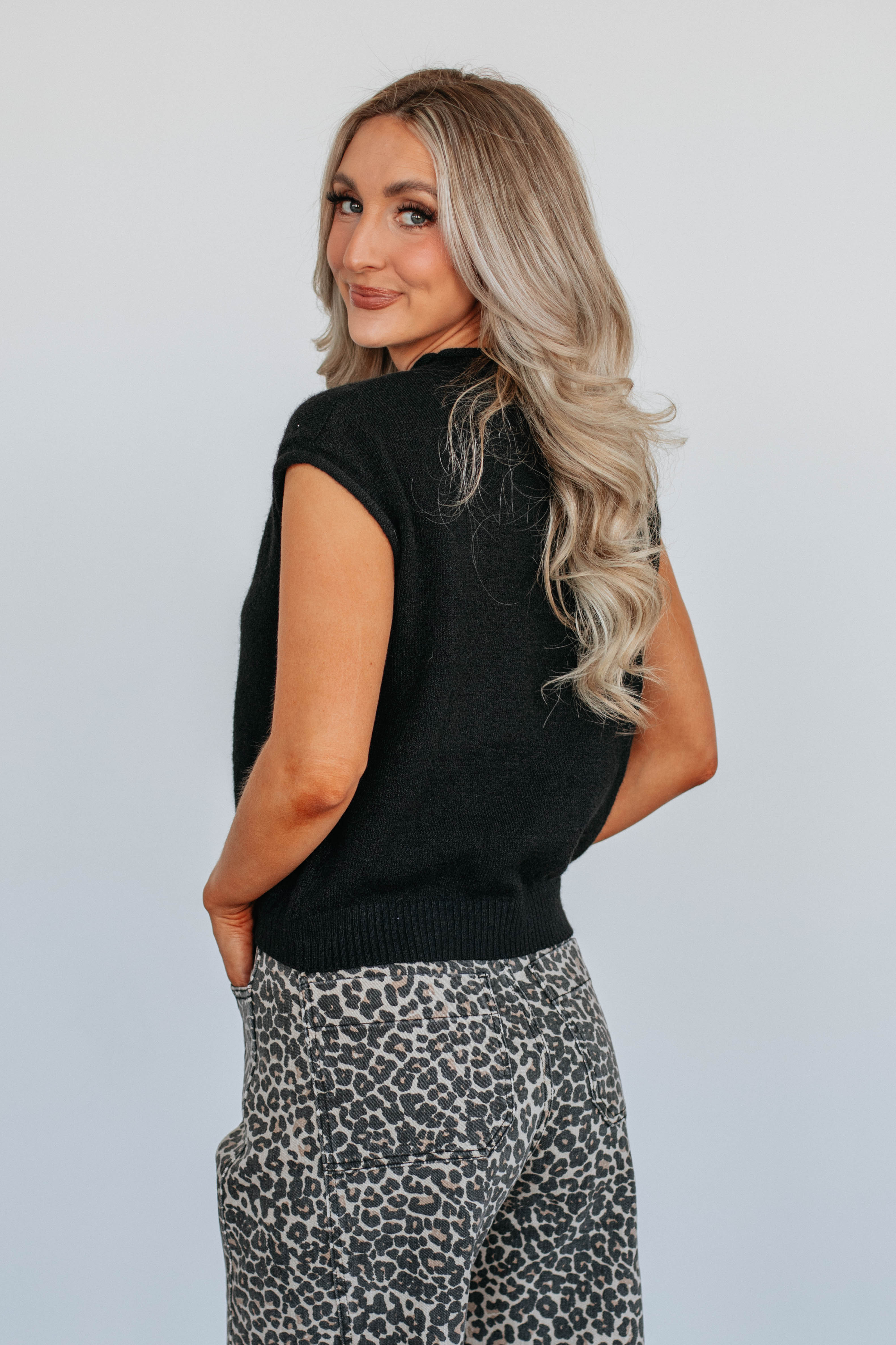 Camry Cardigan Top - Black