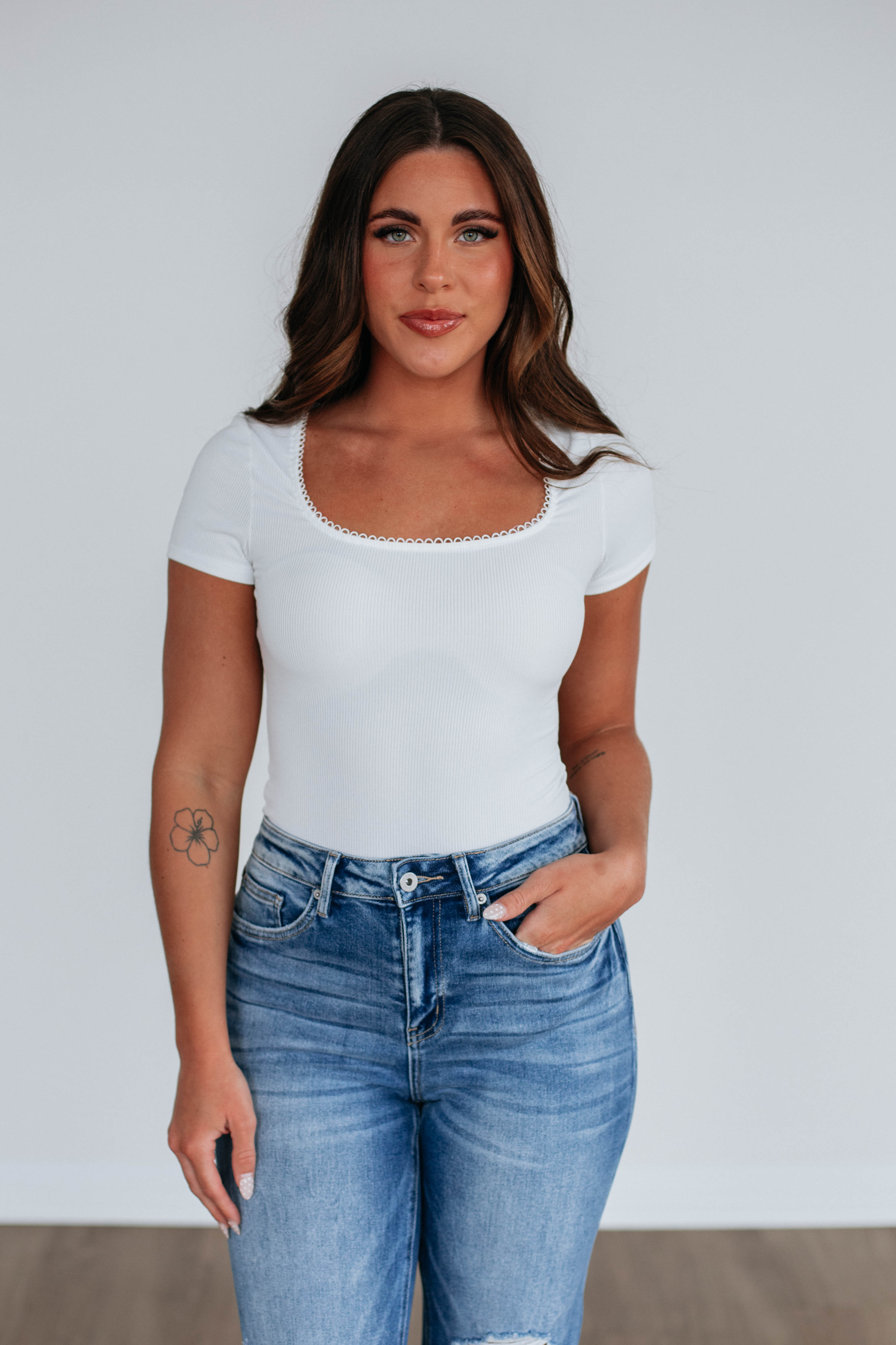 Elle Ribbed Bodysuit - Ivory