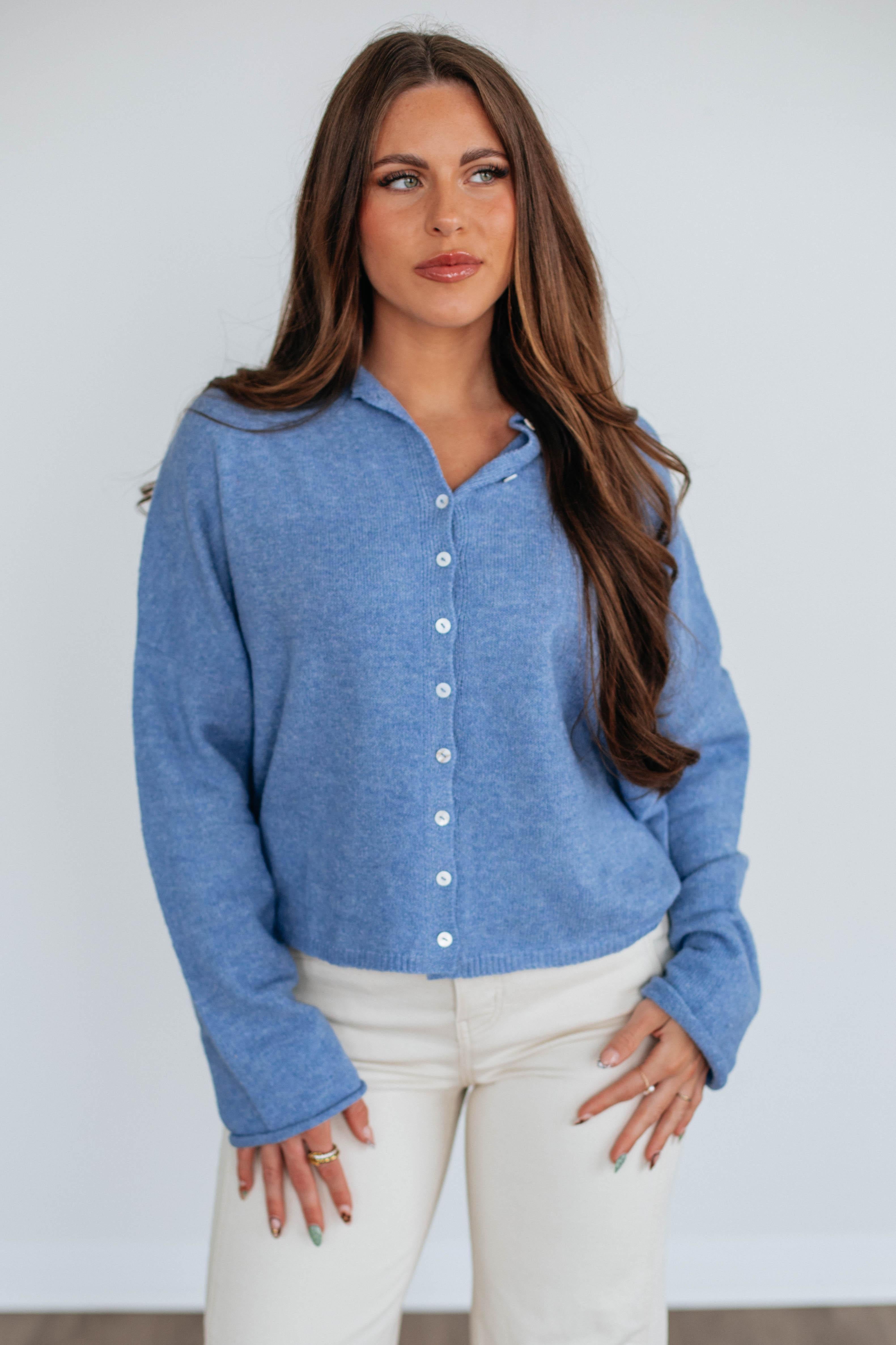 Brooke Cardigan - Dusty Blue