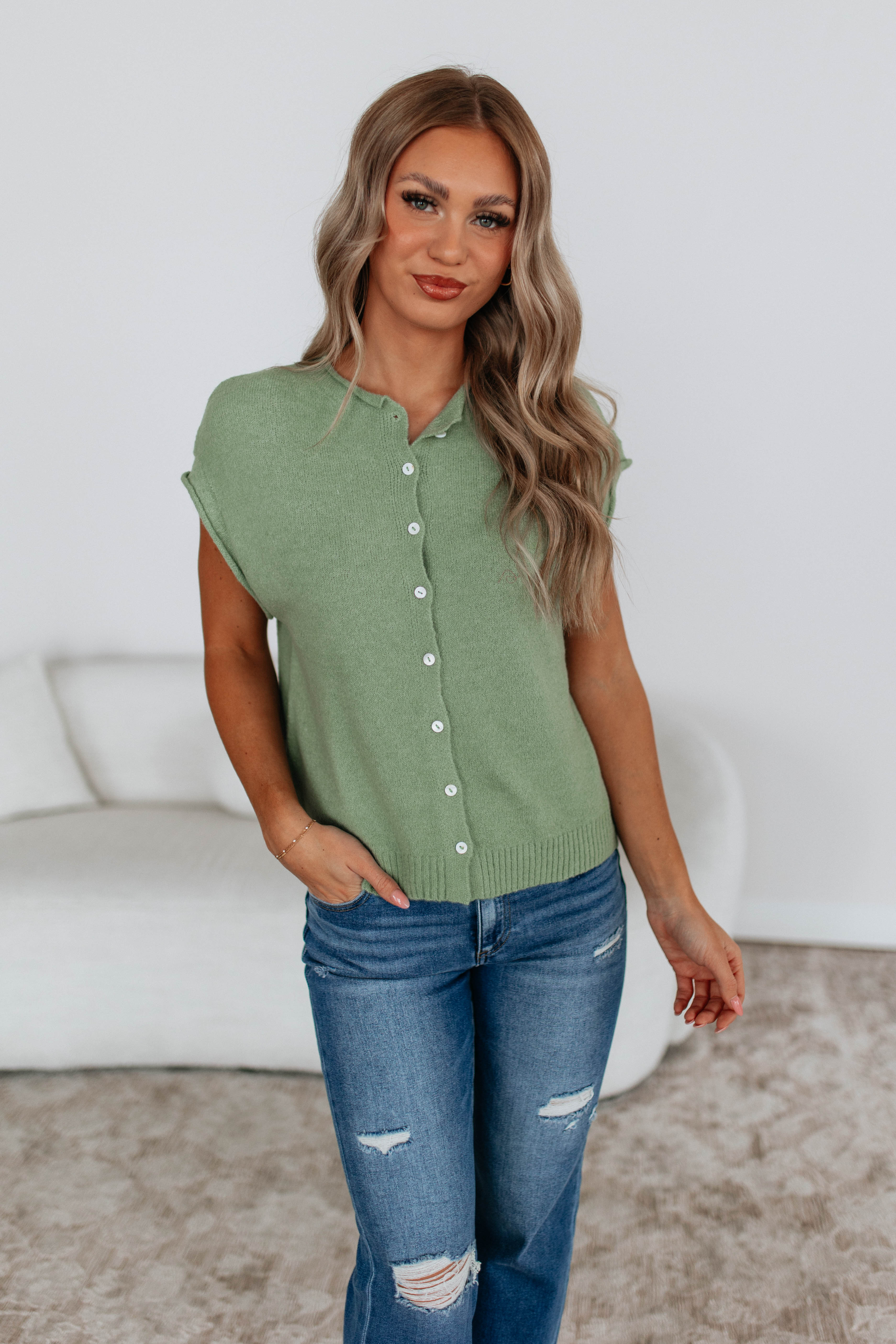 Camry Cardigan Top - Matcha